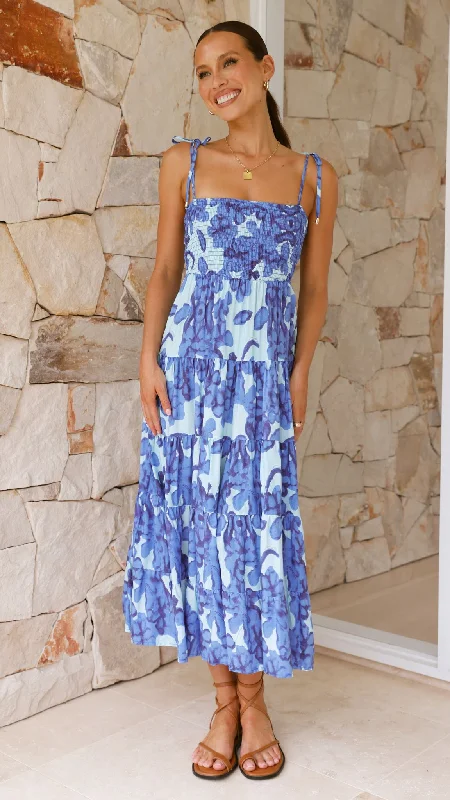 Hurry, While Stocks Last Badar Maxi Dress - Blue Floral