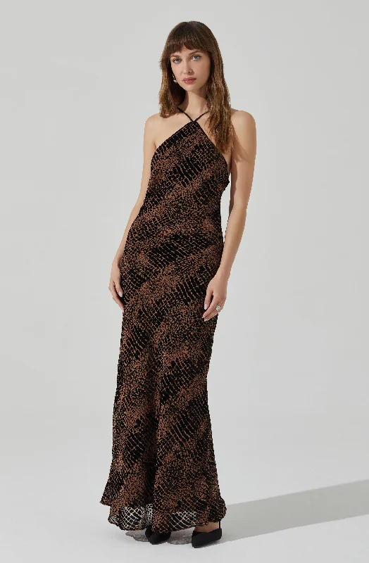 Flash Discounts Briotte Velvet Burnout Maxi Dress
