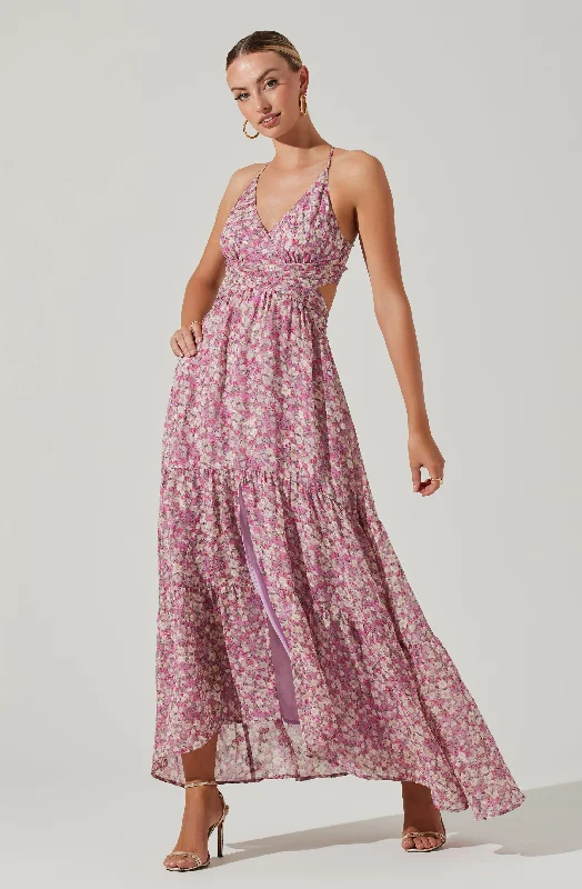 Exclusive Weekly Sale Frolic Floral Cutout Maxi Dress