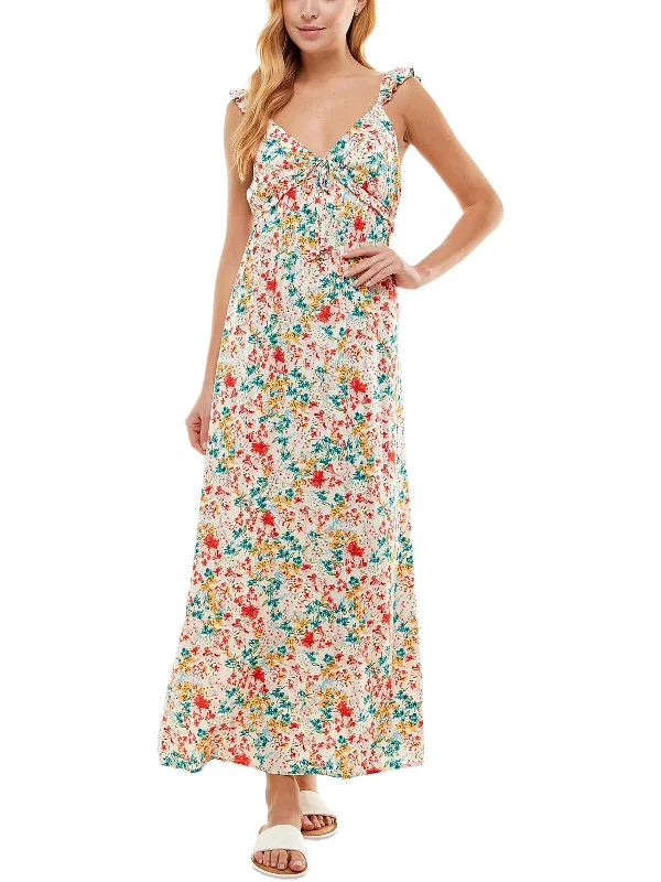 Weekend Deal Rush Juniors Womens Floral Print Long Maxi Dress