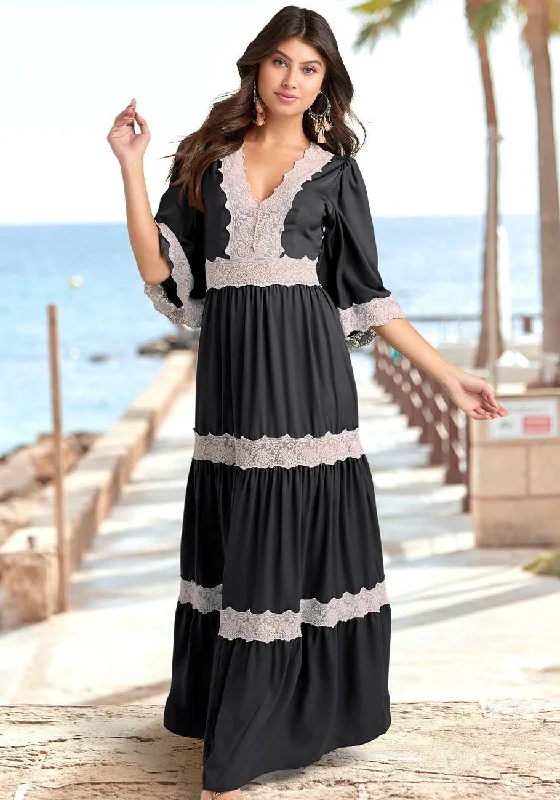 Shop Now and Save LASCANA Women's Crochet Lace Trim Maxi Dress