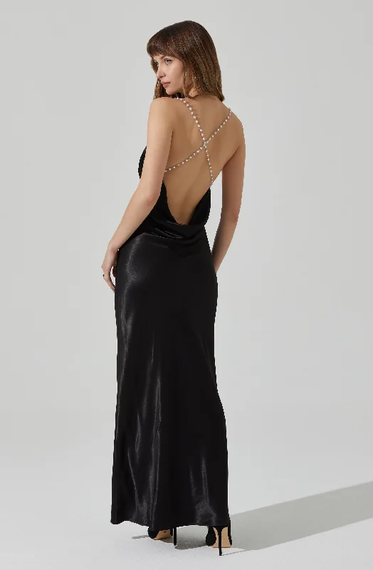 Season-End Deals Maxime Pearl Straps Maxi Dress