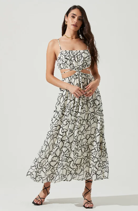 Unbeatable Prices Sanger Abstract Print Cutout Maxi Dress