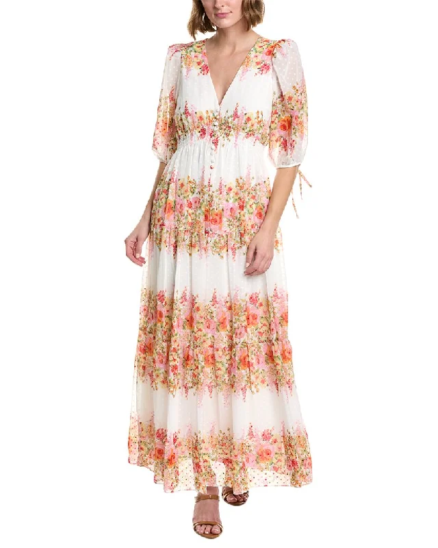 Limited Stock Taylor Printed Swiss Dot Chiffon Maxi Dress