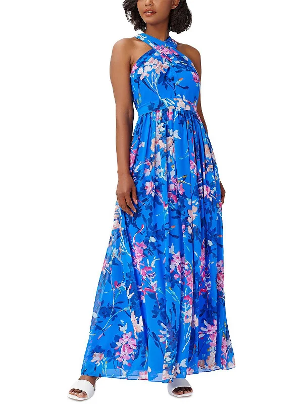 Hot Picks Womens Chiffon Halter Maxi Dress
