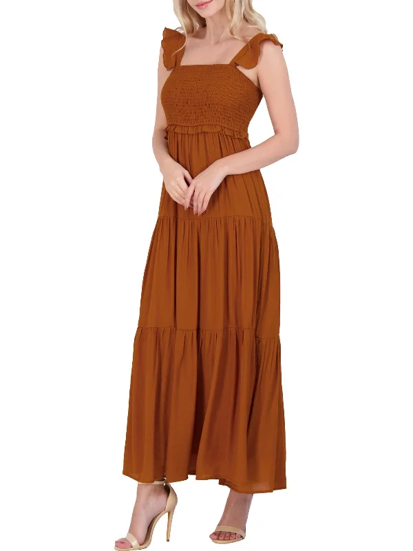 Exclusive Deals Womens Ruched Sleeveless Maxi Dress