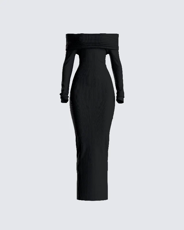 Weekend Bargain Deals Kyan Black Off Shoulder Maxi Dress