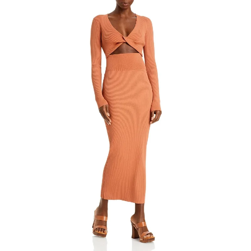 Weekend Price Drops A.L.C. Womens Madison Cut-Out Midi Sheath Dress