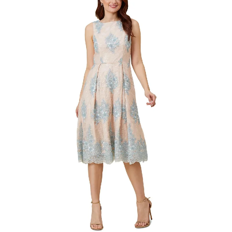 Weekend Flash Sale Adrianna Papell Womens Embroidered Midi Fit & Flare Dress