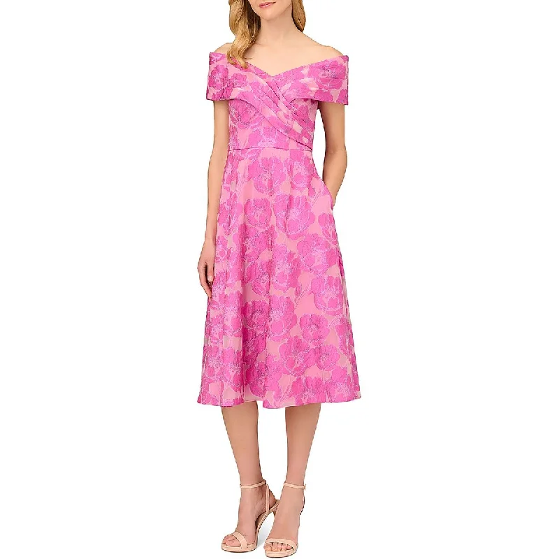 Weekend Bargain Blast Aidan Mattox Womens Pleated Midi Cocktail And Party Dress