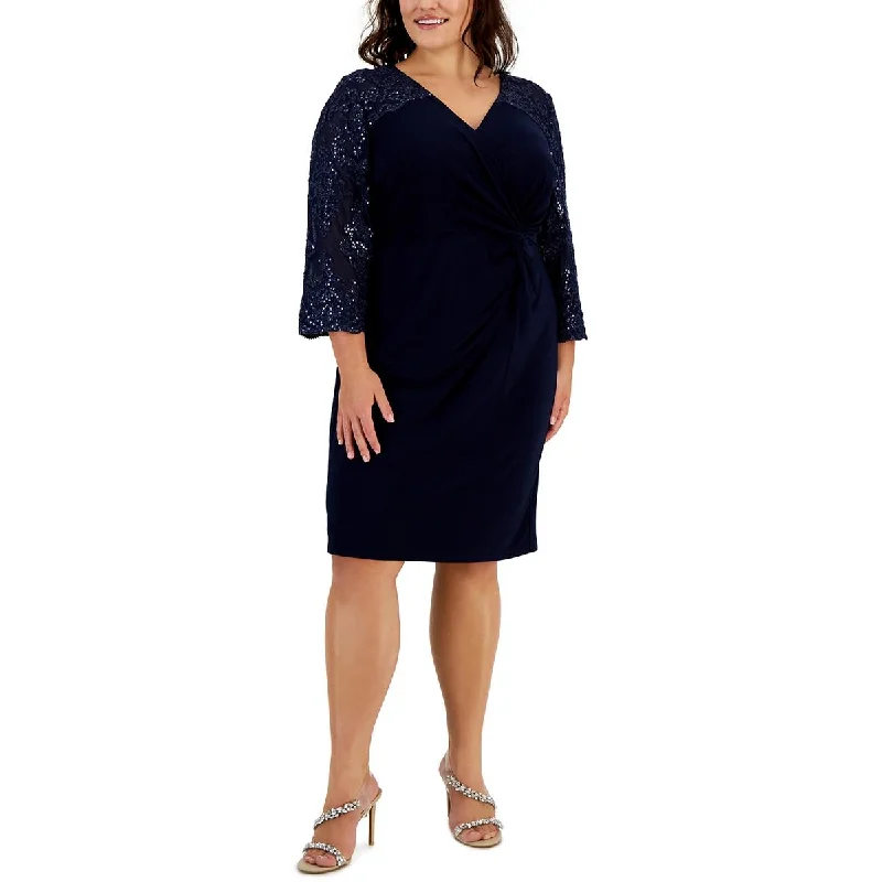 Weekend Flash Discount Alex Evenings Womens Plus Sequined Midi Cocktail And Party Dress
