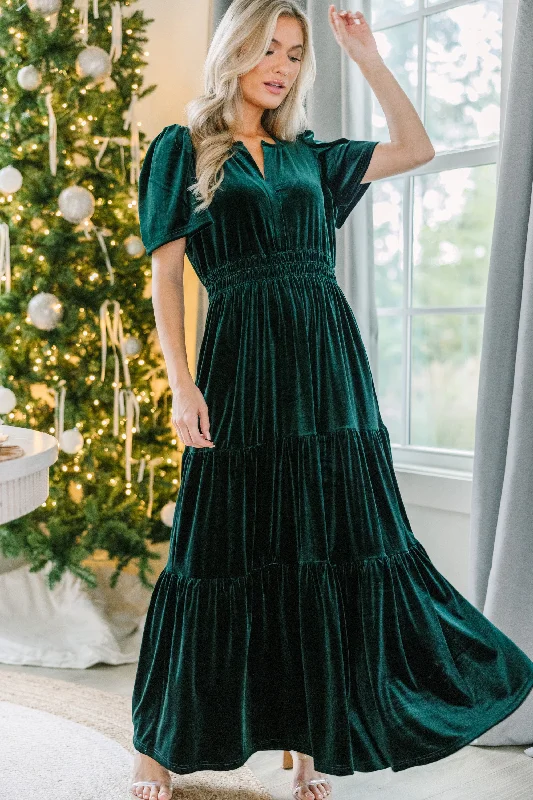 Shop & Save More Always Turn To You Emerald Green Velvet Maxi Dress