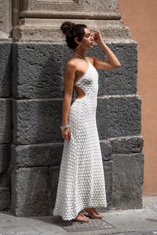 Weekend Bargain Weekends Amara White Halter Glitter Knit Maxi Dress
