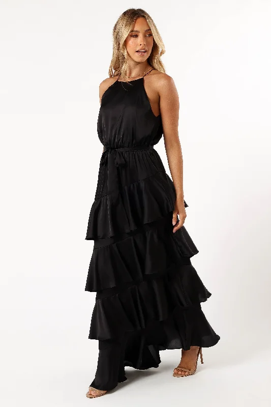 Limited Offer Annalise Tiered Maxi Dress - Black