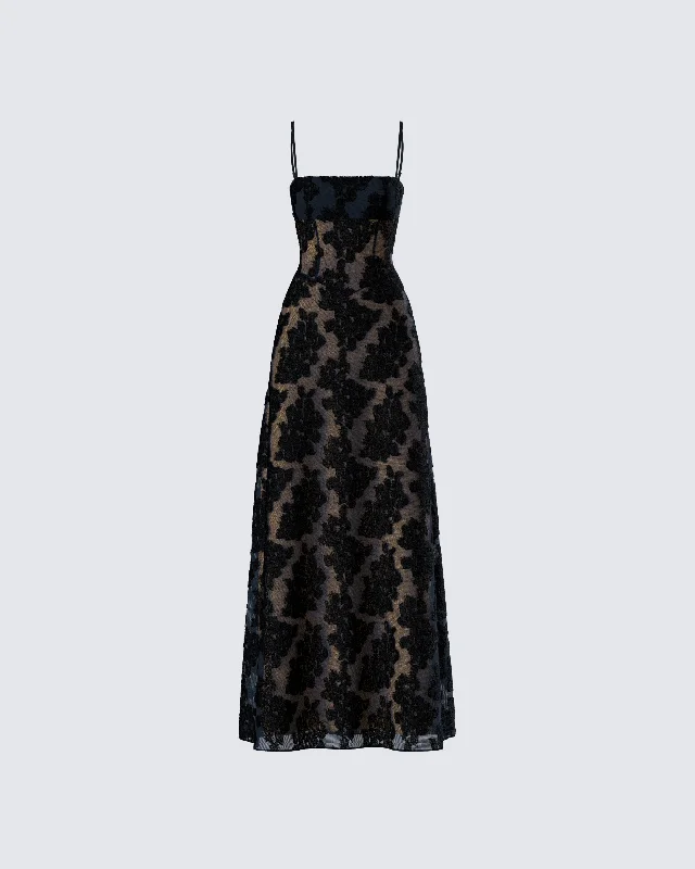 Mega Sale Audrina Black Burnout Maxi Dress