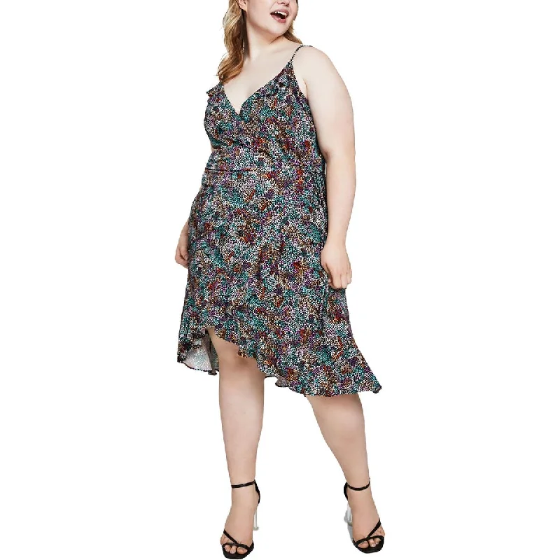 Weekend Discount Extravaganza Bar III Womens Plus Printed Midi Wrap Dress