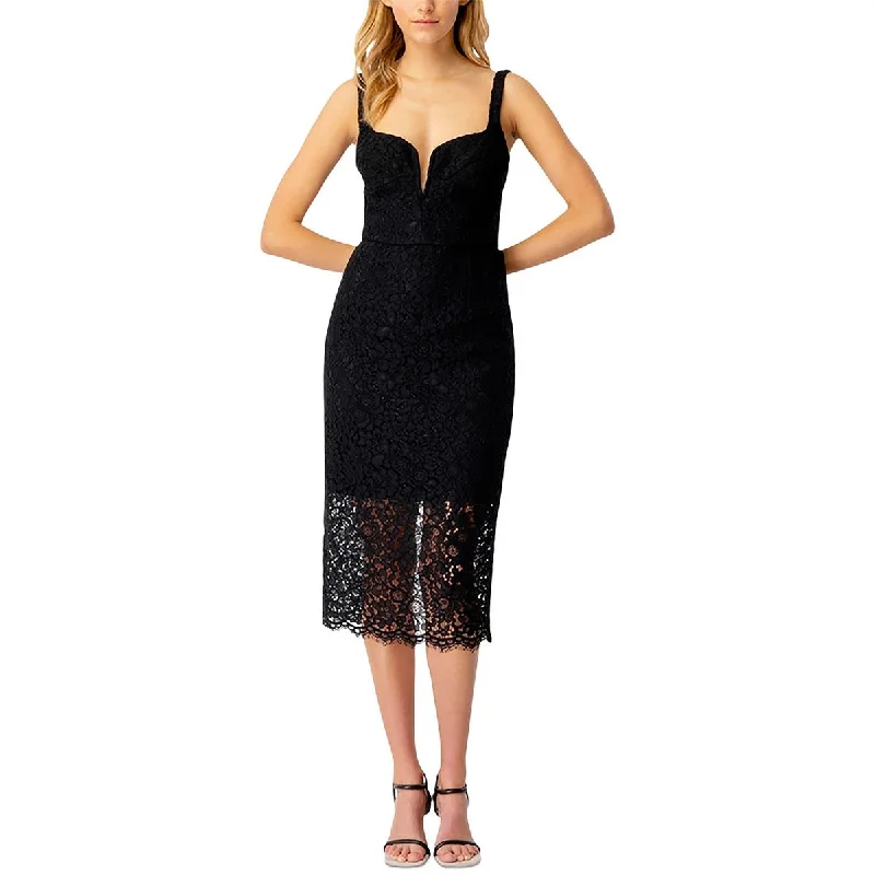Weekend Offers You Can’t Miss Bardot Womens Plunging Midi Cocktail and Party Dress