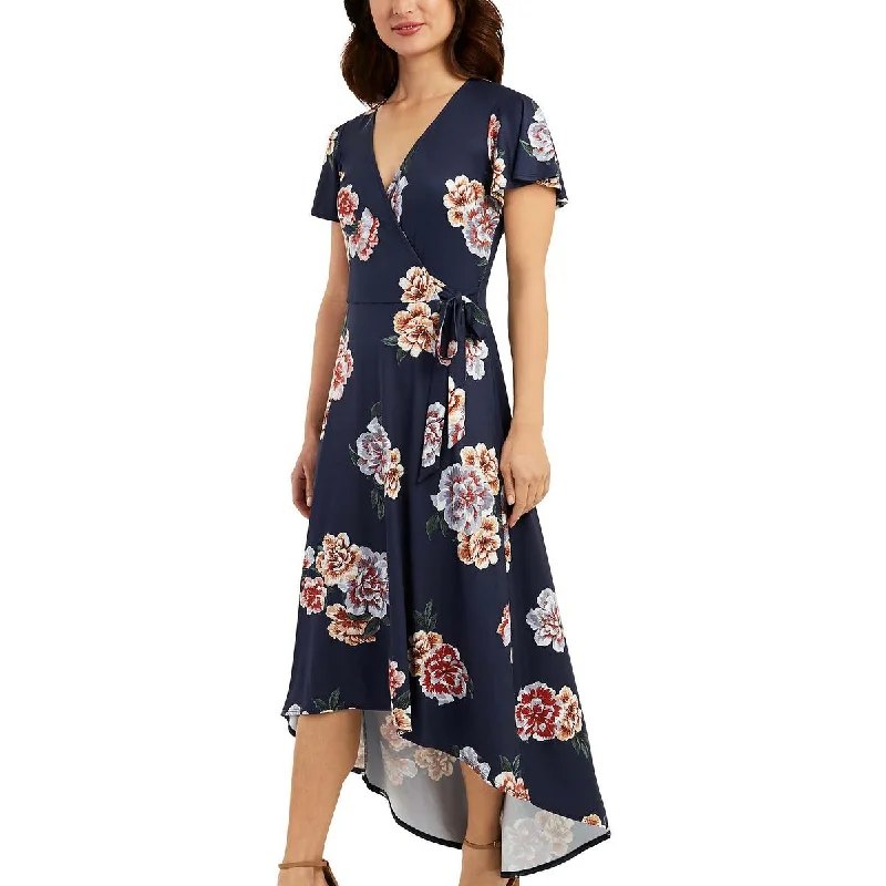 Weekend Price Slash Event BCX Womens Juniors Hi-Low Floral Midi Dress