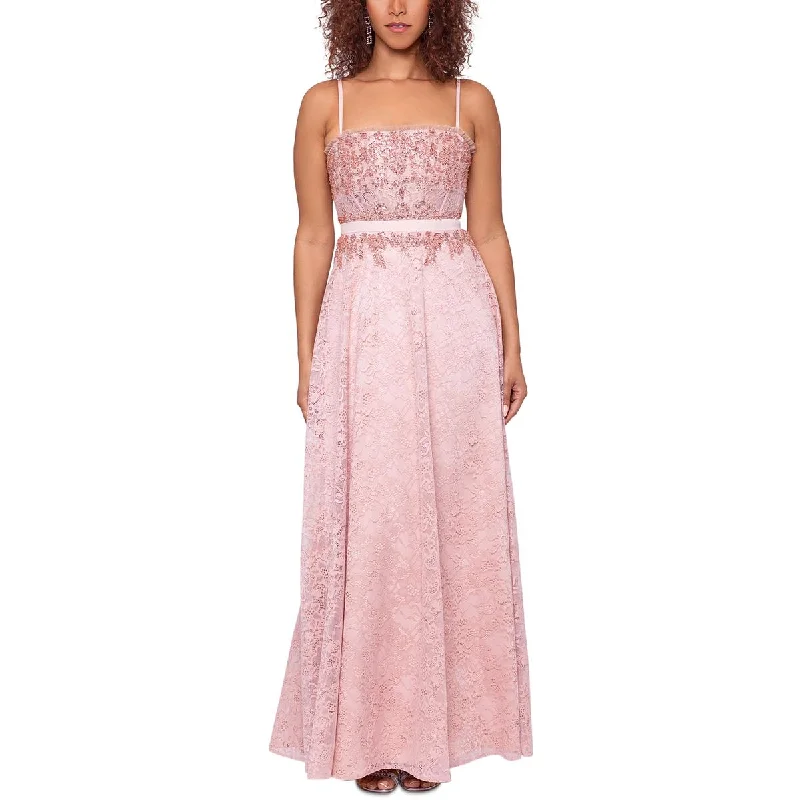 Weekend Shopping Deals Galore Betsy & Adam Womens Lace Beaded Evening Dress