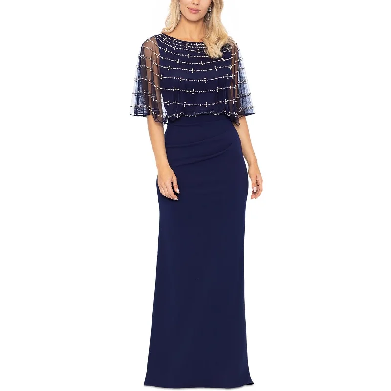 Weekend Flash Markdown Betsy & Adam Womens Mesh Overlay Embellished Evening Dress