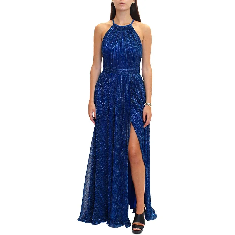 Price Slash Betsy & Adam Womens Metallic Halter Evening Dress