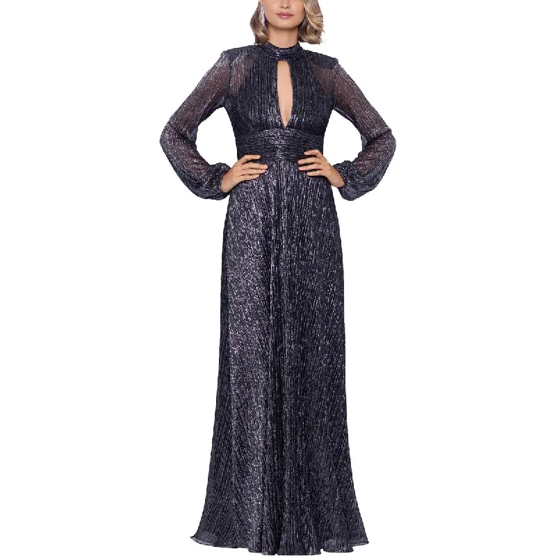 Big Savings Betsy & Adam Womens Metallic Long Evening Dress
