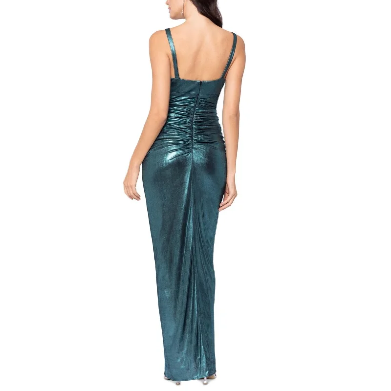 Bargain Alert Betsy & Adam Womens Metallic Long Evening Dress