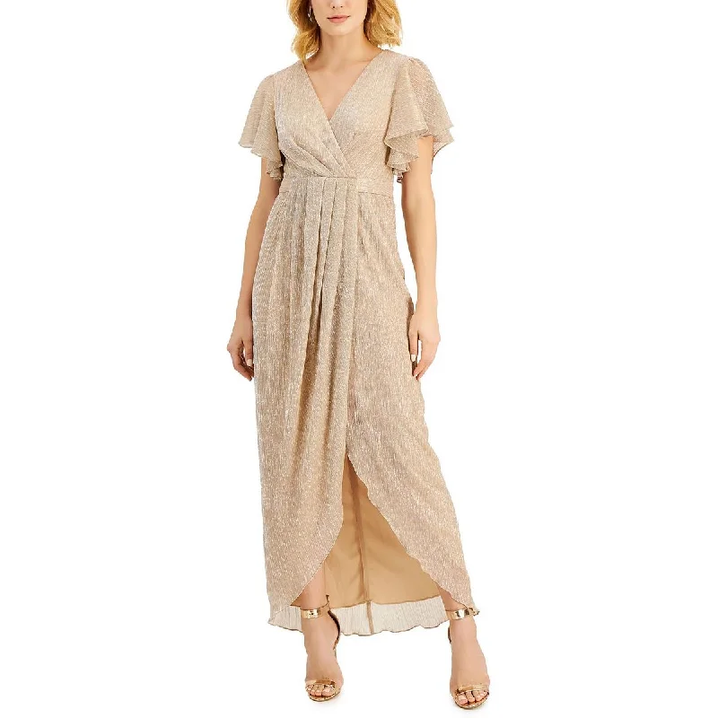 Extra Discount Betsy & Adam Womens Metallic Ruched Evening Dress