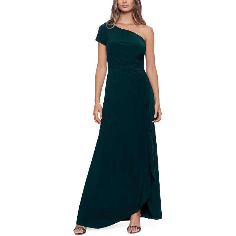 End-of-Season Sale Betsy & Adam Womens One Shoulder Ruched Evening Dress