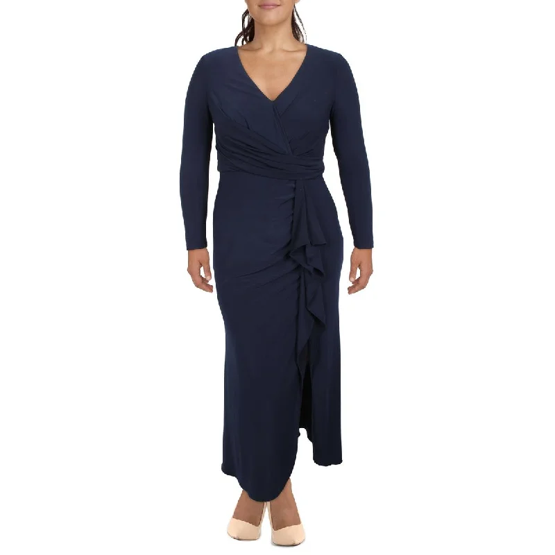Offer Ending Soon Betsy & Adam Womens Petites Surplice Maxi Evening Dress