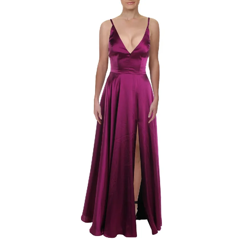 Instant Savings Betsy & Adam Womens Satin V-Neck Evening Dress