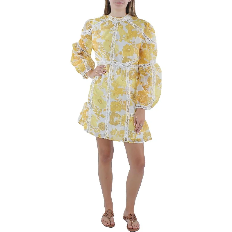 Weekend Wonders Beulah Womens Floral Print Short Shift Dress