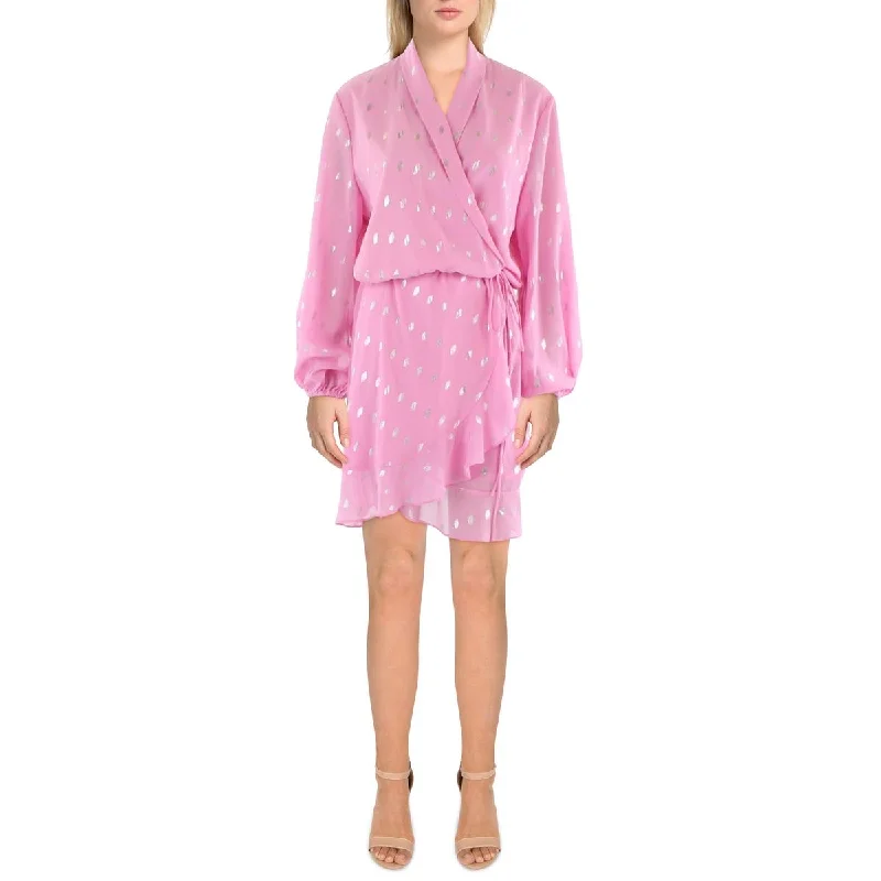 Weekend Shopping Rush Beulah Womens Party Mini Wrap Dress