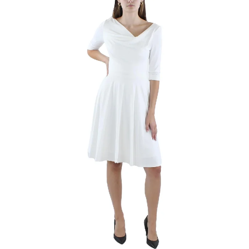 Weekend Savings Mania Black Halo Womens 3/4 Sleeve Pleated Fit & Flare Dress