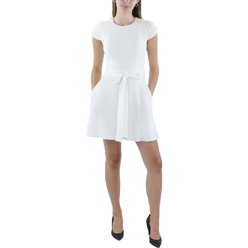 Weekend Shopping Spree Black Halo Womens Above Knee Cap Sleeve Fit & Flare Dress