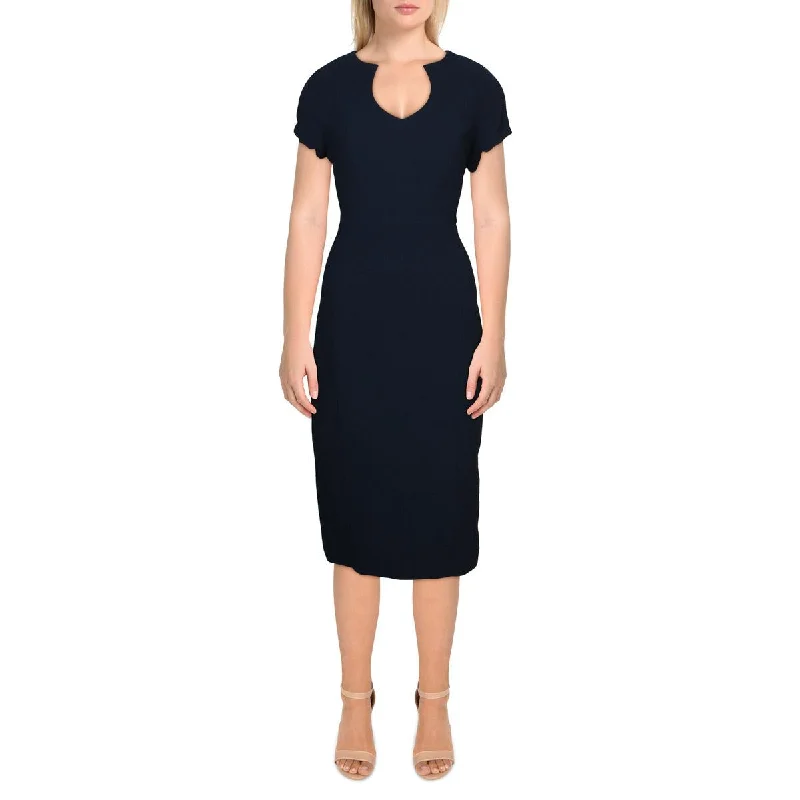 Weekend Steals and Deals Black Halo Womens Crepe Short Sleeves Wear to Work Dress
