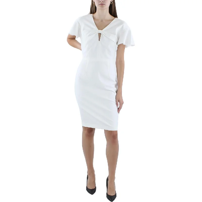 Weekend Special Bargains Black Halo Womens Flutter Sleeve Knee-Length Sheath Dress
