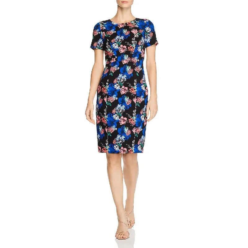 Weekend Bargain Deals Black Halo Womens Jodee Floral Print Short Sleeves Sheath Dress