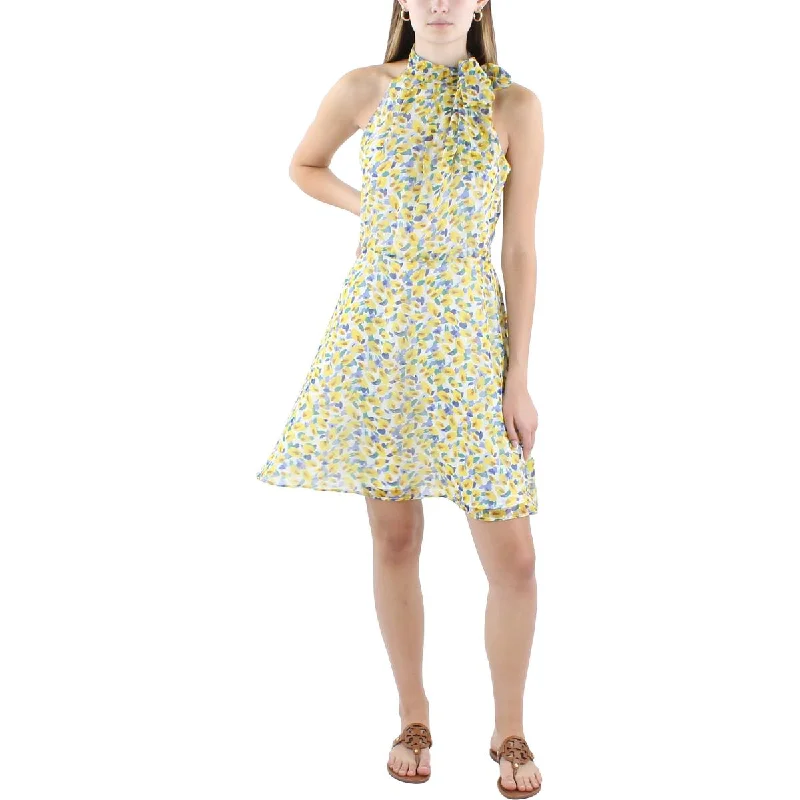 Weekend Low Prices Black Halo Womens Knee-Length Printed Halter Dress