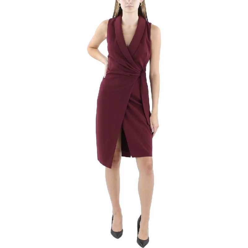 Weekend Price Slash Event Black Halo Womens Knee-Length Side Tie Sheath Dress