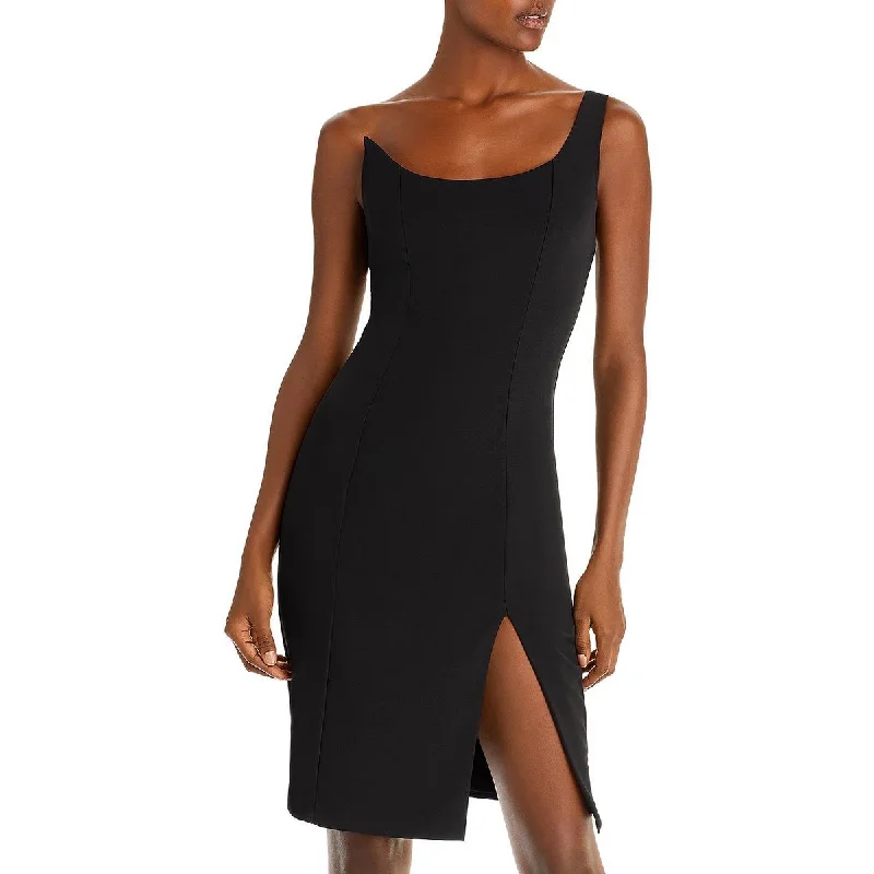 Weekend Big Discount Event Black Halo Womens Spice Sateen One Shoulder Sheath Dress