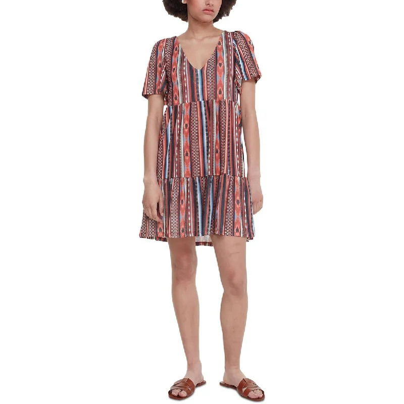 Big Savings Black Tape_ Womens Mini Printed Shift Dress
