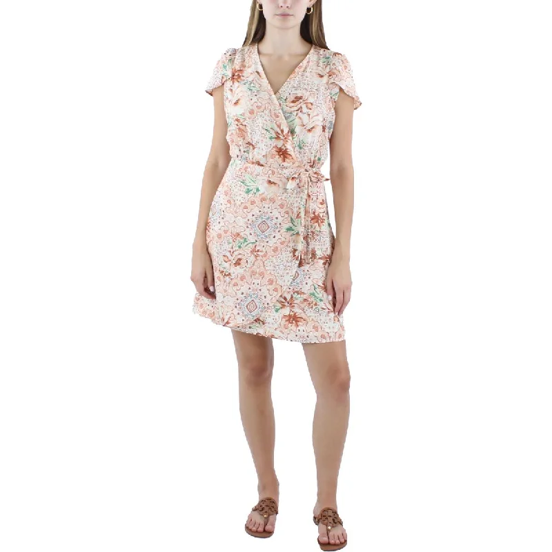 Buy More, Save More Black Tape_ Womens Printed  Wrap Dress