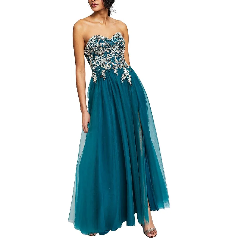 Today Only Blondie Nites Womens Juniors Embellished Soutache Evening Dress
