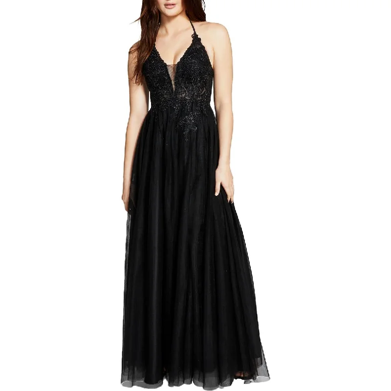 Big Sale Event Blondie Nites Womens Juniors Mesh Halter Evening Dress