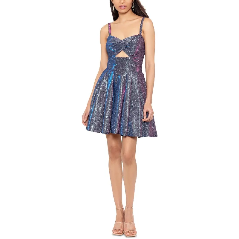 Deal Frenzy Blondie Nites Womens Juniors Metallic Fit & Flare Dress