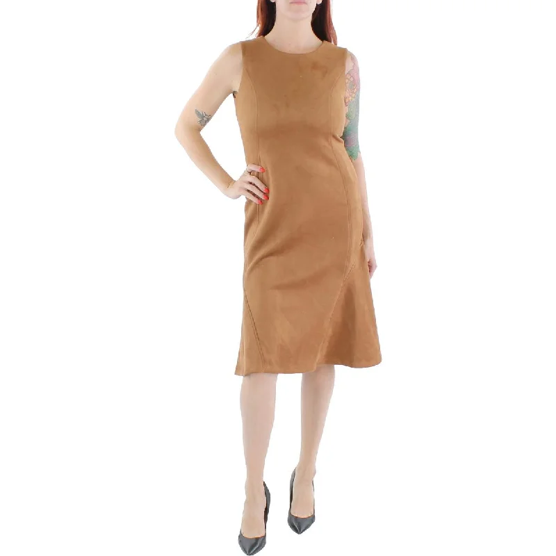 Weekend Steal of the Day Calvin Klein Womens Faux Suede Below Knee Midi Dress