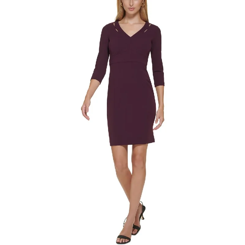 Weekend Offers You Can’t Miss Calvin Klein Womens Petites Panel Mini Sheath Dress