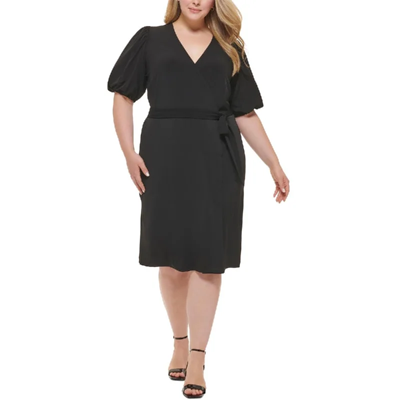 Shop Now, Save More Calvin Klein Womens Plus Belted Midi Wrap Dress