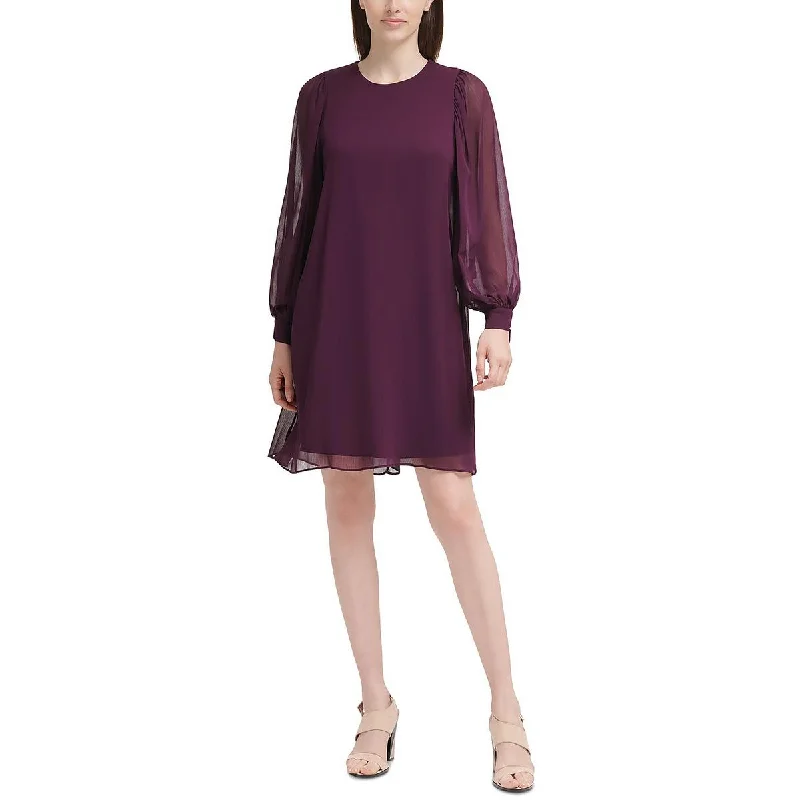 Weekend Big Sale Calvin Klein Womens Plus Chiffon Mini Shift Dress